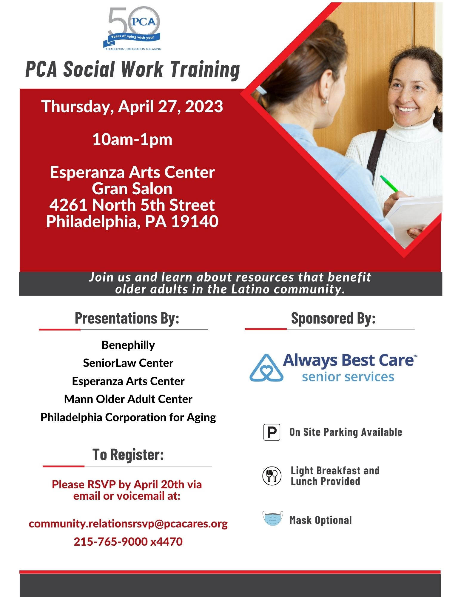 PCA Social Work Training Philadelphia Corporation For Aging