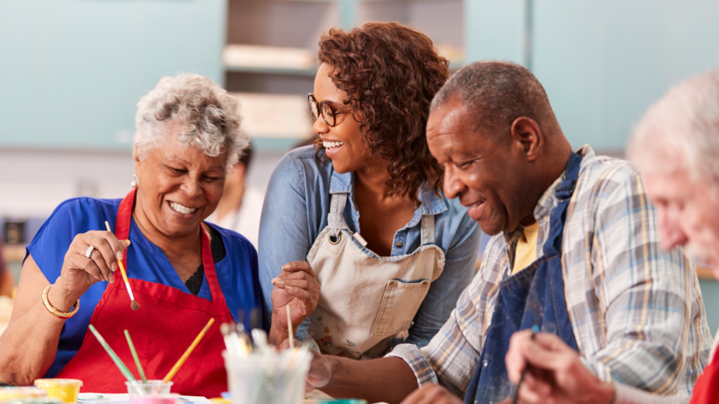 Older Adults enjoying an art class