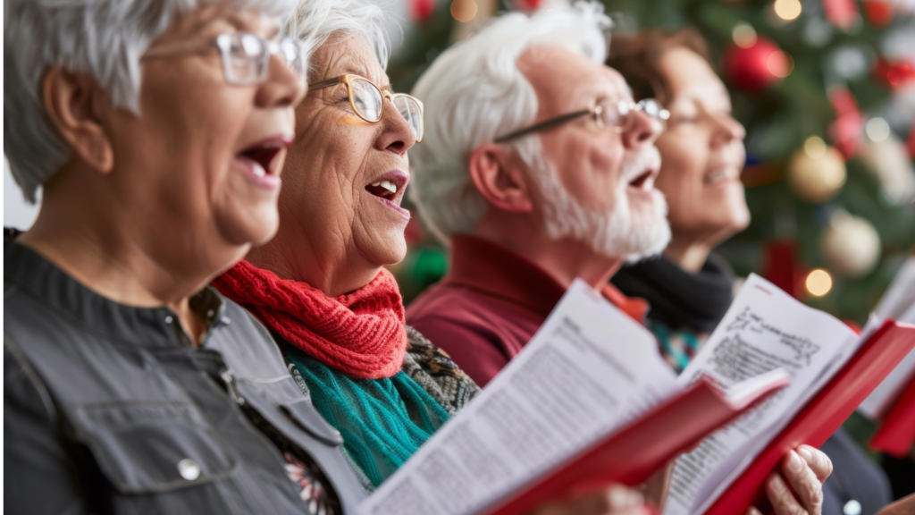 Group of older adults singing in a choir