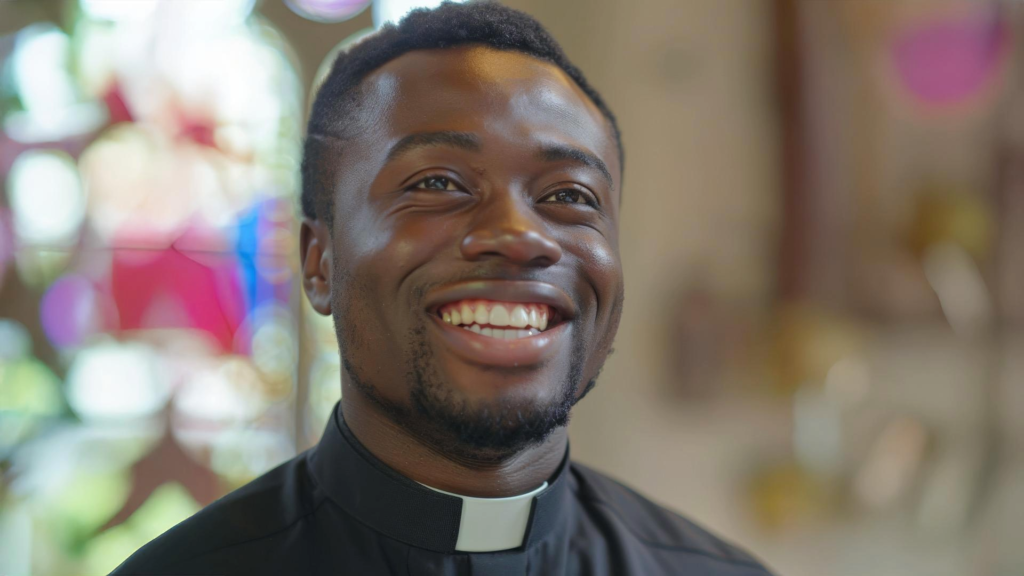 Close up shot of a male clergy member smiling