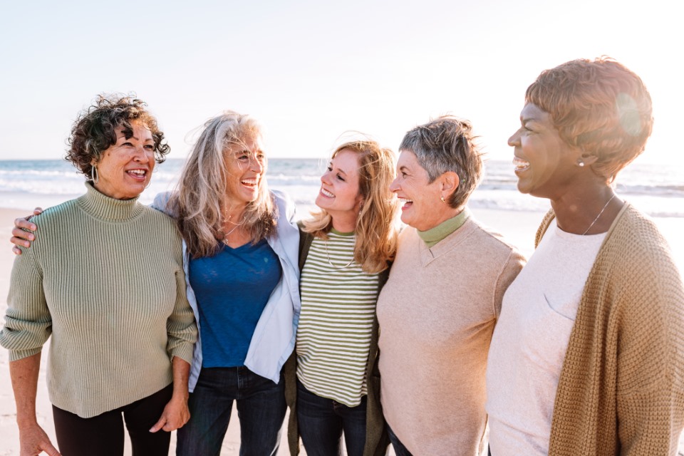group of women on the beach